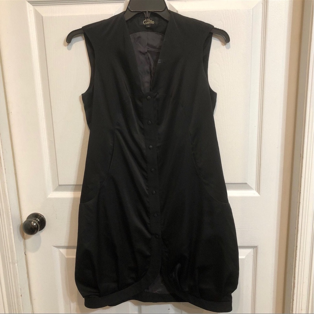 Black Sleeveless Button-Up Vest/ Dress